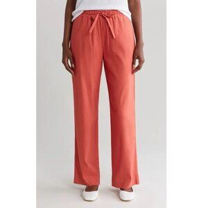 NWT REBECCA TAYLOR Stretch Linen Blend Drawstring Pants Carnelian 6